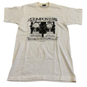 Vintage 80s Composers Music Humor T-Shirt - Bach & Beethoven M Single Stitch